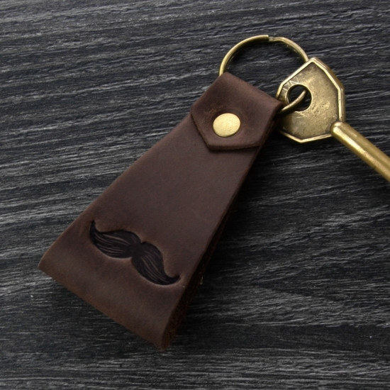 Брелок для ключів шкіряний Вуса Brown, фото 1