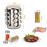 Набір для спецій на підставці 16 відсіків, поворот на 360°, EB-18004/Касуль органайзер для зберігання приправ, фото 7