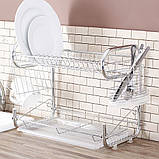 Двоярусна сушарка для посуду 55,8 х 24,4 х 33,8 см, EB-2108/Настільний посуд для посуду, фото 2