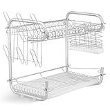 Двоярусна сушарка для посуду 55,8 х 24,4 х 33,8 см, EB-2108/Настільний посуд для посуду, фото 3
