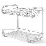 Двоярусна сушарка для посуду 55,8 х 24,4 х 33,8 см, EB-2108/Настільний посуд для посуду, фото 4