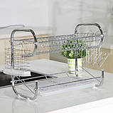 Двоярусна сушарка для посуду 55,8 х 24,4 х 33,8 см, EB-2108/Настільний посуд для посуду, фото 5