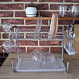 Двоярусна сушарка для посуду 55,8 х 24,4 х 33,8 см, EB-2108/Настільний посуд для посуду, фото 7