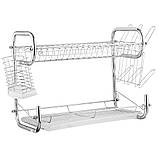 Двоярусна сушарка для посуду 55,8 х 24,4 х 33,8 см, EB-2108/Настільний посуд для посуду, фото 8