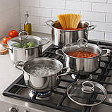 Набір каструль із неіржавкої сталі 4 шт. (1,6 л, 2,1л, 2,7 л, 3,4 л) EB-3703 / Набір посуду / Каструля з кришкою, фото 2