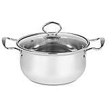 Набір каструль із неіржавкої сталі 4 шт. (1,6 л, 2,1л, 2,7 л, 3,4 л) EB-3703 / Набір посуду / Каструля з кришкою, фото 3