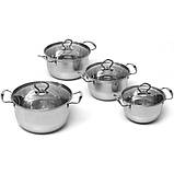 Набір каструль із неіржавкої сталі 4 шт. (1,6 л, 2,1л, 2,7 л, 3,4 л) EB-3703 / Набір посуду / Каструля з кришкою, фото 8