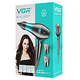 Фен для волосся 2400Вт + 2 насадки V-455 / Професійний фен для сушки волосся / Фен для укладання волосся, фото 7