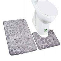 Набір килимків для ванної та туалету 2шт, 50x40см, 60x40см / Набір 3D текстурних килимків антиковзаючих