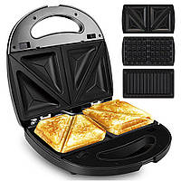 Мультимейкер 3в1, 800 Вт, Crownberg CB-1075 / Електричний гриль / Бутербродниця вафельниця