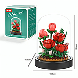 Конструктор Квіти в колбі, 13,6 х10,6см, 573 деталі / Конструктор квіти / Квітка з конструктора, фото 2