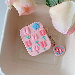 Силіконовий чохол Alitek для навушників Apple AirPods 1 / 2 Тюльпани