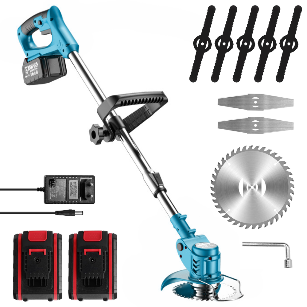 Акумуляторна газонокосарка-триммер для трави + 2 акумулятори 21В, MK-150B / Ручна електрокоса для трави, фото 1