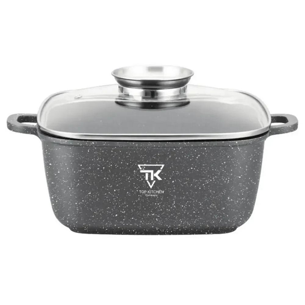 Квадратна каструля з мармуровим покриттям 24см, 4,5л, Top Kitchen TK00055, Чорний / Каструля казан, фото 1