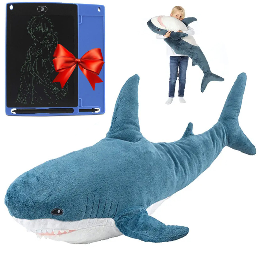 М'яка іграшка Акула 140см + Подарунок Дошка для малювання Dex / Дитяча іграшка обіймашка / Іграшка подушка, фото 1