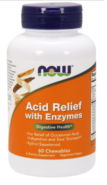 Профілактика печії Now Foods Acid Relief with enzymes 60 chewables