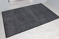 Килим до дверей брудозахисний з гумовим кантом Ребро 90х60 см сірий з чорним