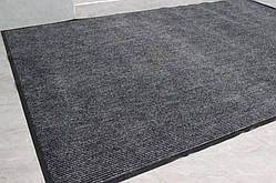 Килим до дверей брудозахисний з гумовим кантом Ребро 180х120 см бежевий з чорним