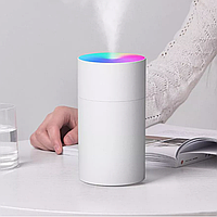 Зволожувач повітря з підсвічуванням від USB, 200 мл, білий / Зволожувач для дому / Компактний зволожувач повітря