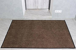 Килим до дверей брудозахисний з гумовим кантом Ребро 90х60 см бежевий з чорним