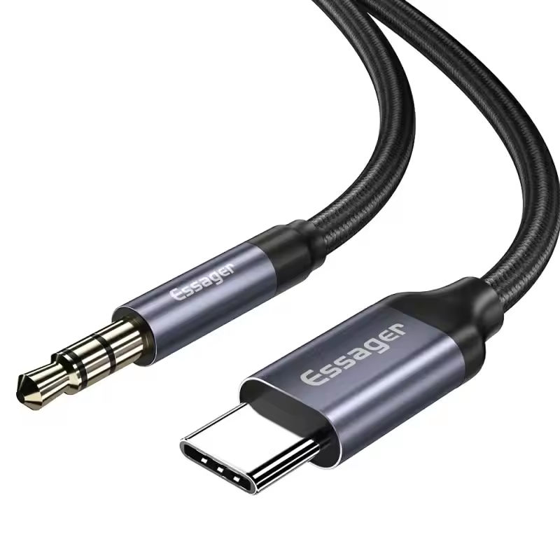 Кабель аудіо Essager Type C to 3.5mm Aux mini Jack 1м E02-0G, фото 1