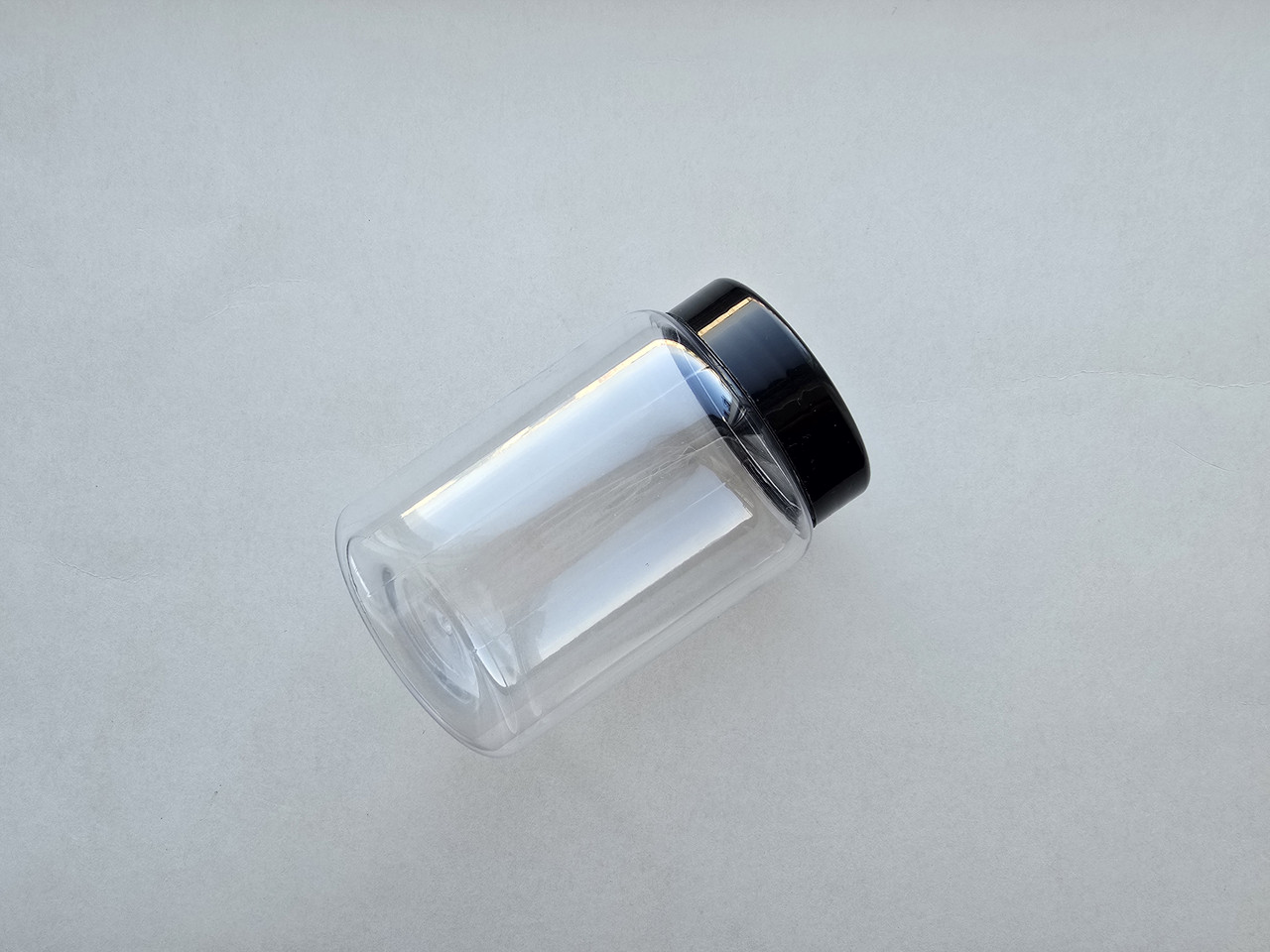 400 мл 115 мм х 75 мм баночка прозора ПЕТ з чорною кришкою пластикова для кремів, сипучих матеріалів