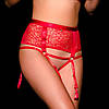 Трусики жіночі з пажами для панчіх високі з доступом OhMyG! Paris мереживні, червоні, M-L, фото 2