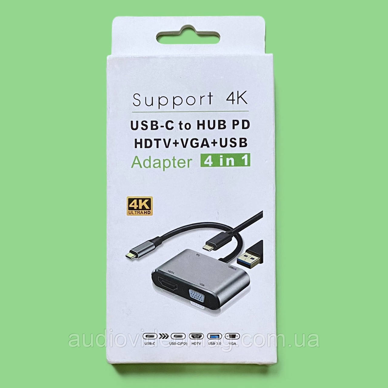 Перехідник-адаптер з Type-C на HDMI+VGA+USB 3.0+Type-C, фото 1