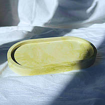 Підставка гіпсова овальна-2 мармур оливка 9,5х18х1,7 см