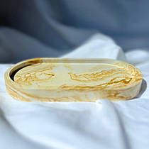 Підставка гіпсова овальна-2 мармур пісочний 9,5х18х1,7 см