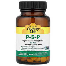 Вітамін В6 (піридоксаль-5'-фосфат), P-5-P, Country Life, 50 мг, 100 таблеток