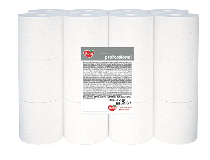 Папір туалетний Ruta Proffesional 2 кулі 24 рулони 16,5 м d9,6 см h11 см целюлоза (893257 M), фото 1