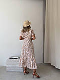 Жіноча сукня батістова міді з поясом та графічним принтом, фото 6