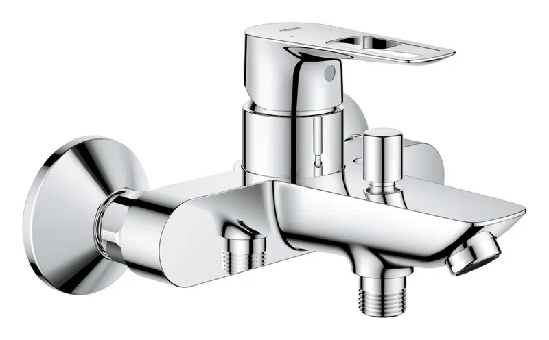 Змішувач для ванни Grohe BauLoop New (23603001), одноважільний, хромове покриття, зовнішній монтаж, з виливом для ванни, на стіну