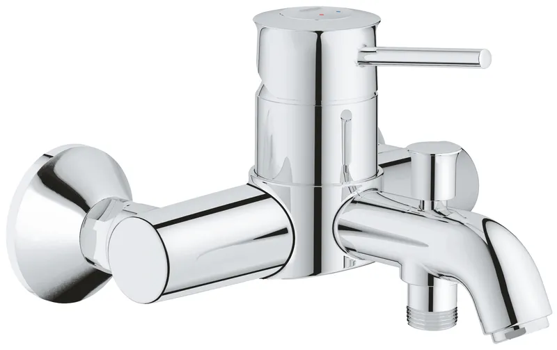 Змішувач для ванни Grohe BauClassic (32865000), одноважільний, хромований корпус, настінний монтаж, короткий вилив