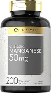 Хелатний марганець Carlyle Chelated Manganese 50 мг 200 таб.