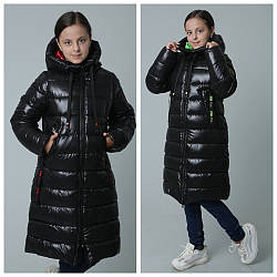 Зимовий підлітковий довгий пуховик для дівчаток «PANDORA», розміри на зріст 140-158 + ВІДЕООБЗОР!