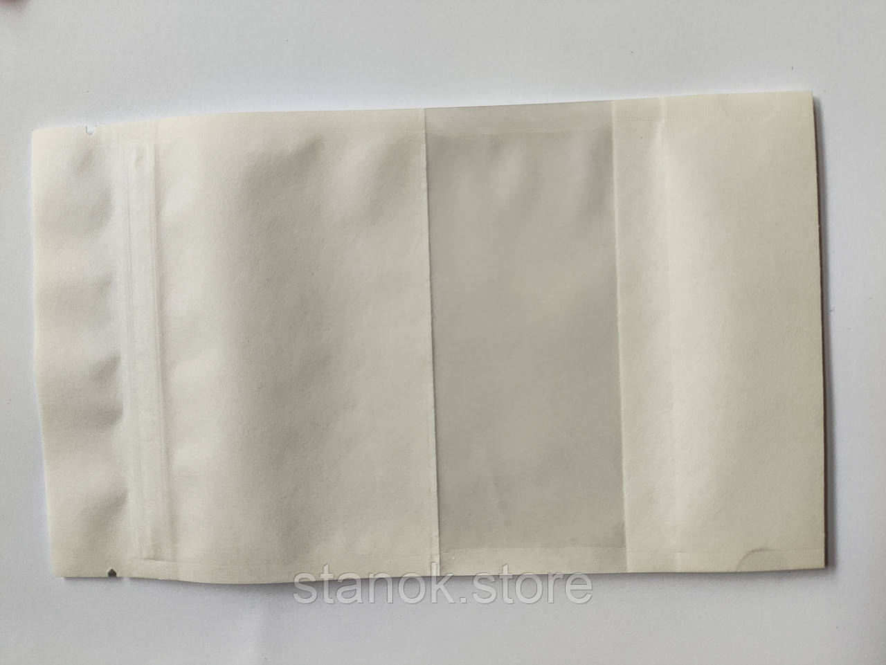 Дой-пак 100х170 крафт білий + вікно потоншені (50г) zip-замок дно, фото 1