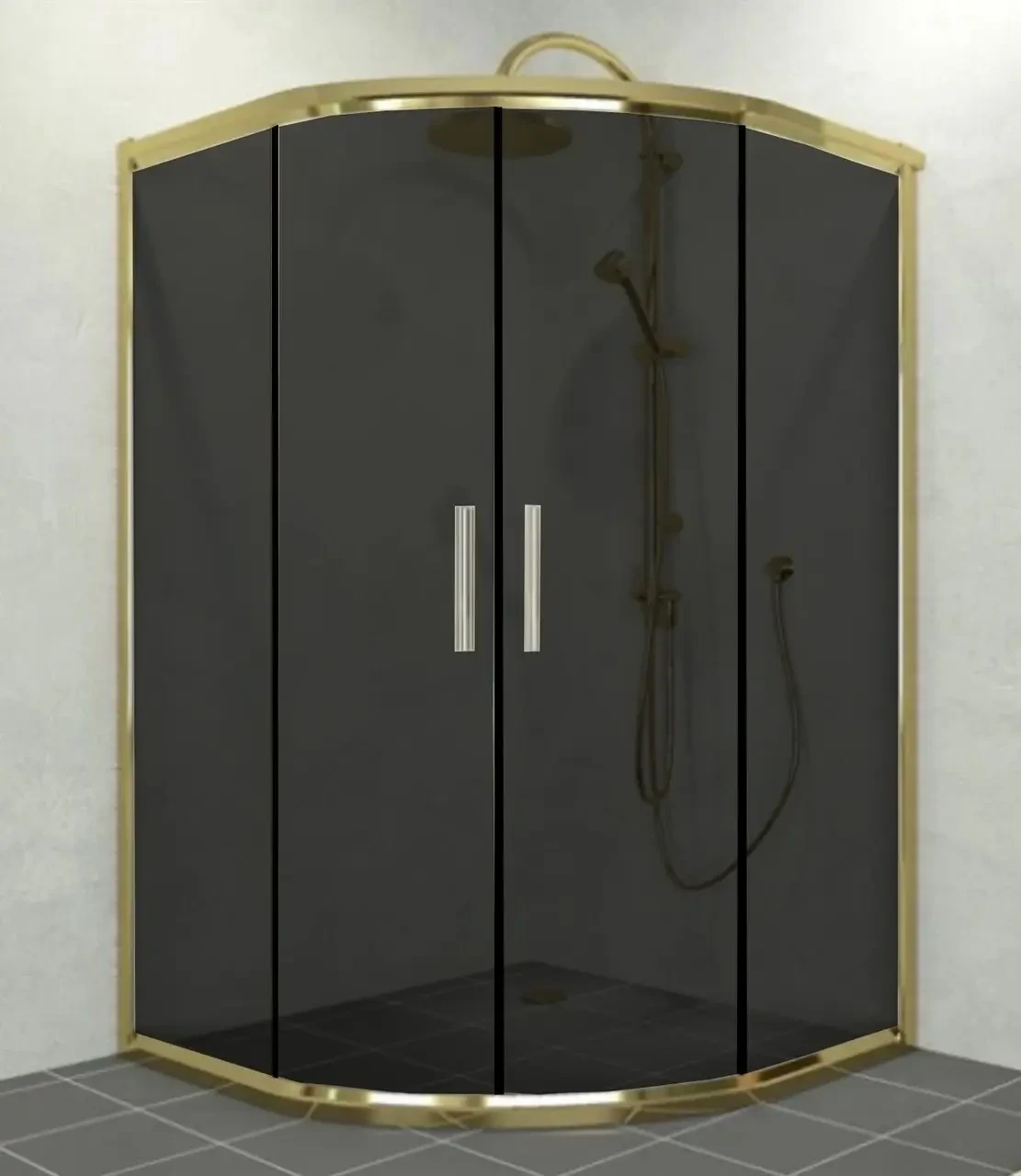 Душова кабіна Aquanil Alonza 90х90х190 см без піддону золото тоноване скло 6 мм розсувні двері