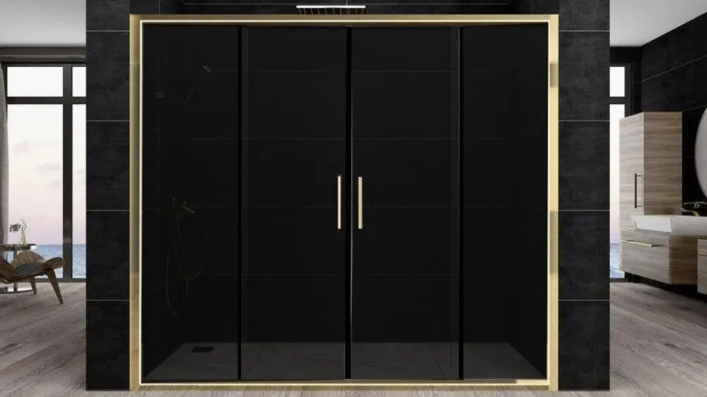 Душові двері Aquanil TREND 190х180 см золото розсувні скло тоноване 6 мм