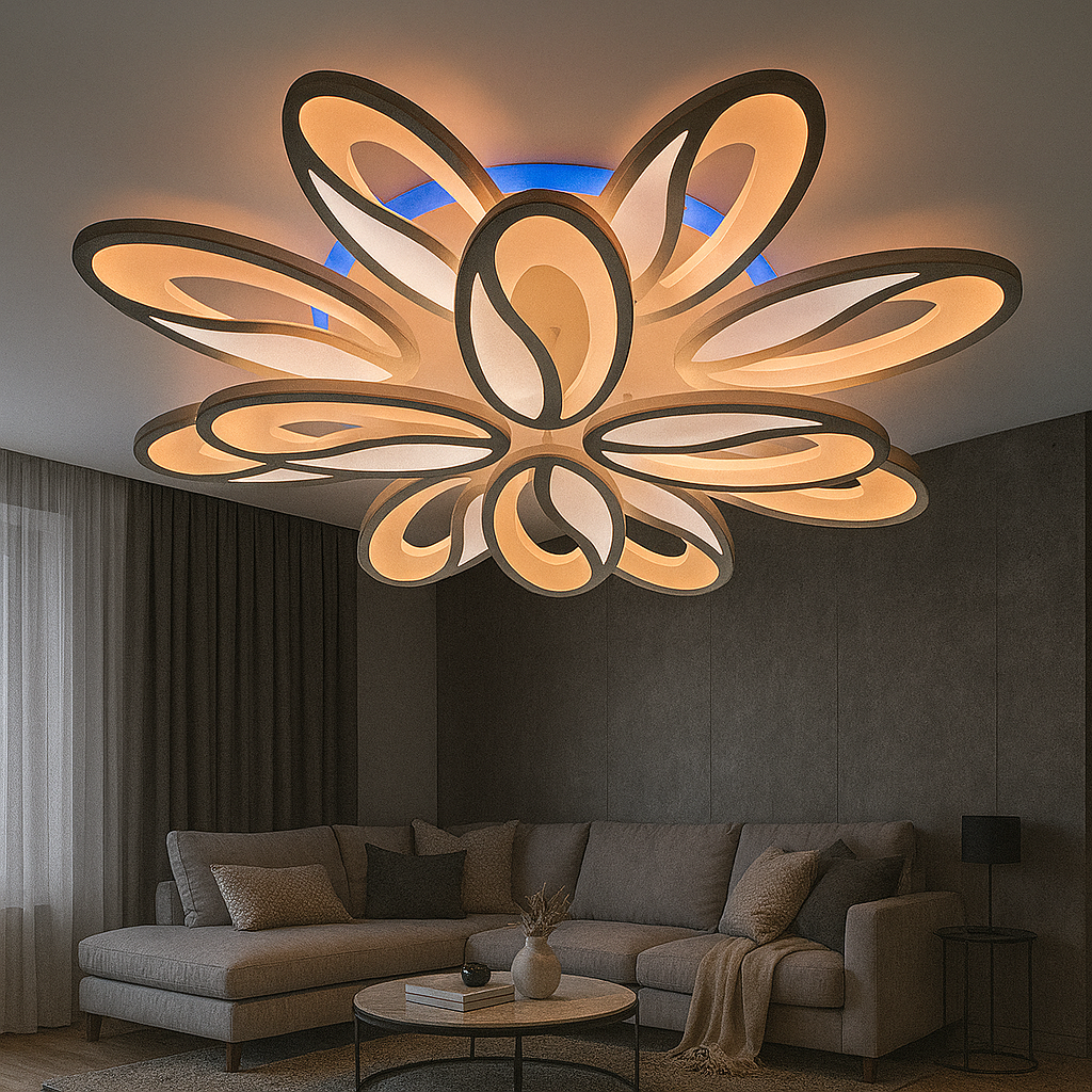 Світлодіодна Led люстра 25-30 м² для великої кімнати 190 Вт (8090/8+4WH 3color dimmer), фото 1