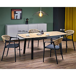 Комплект кухонний стіл та 4 стільці Barril 130-170х80 см дуб артисан з пластиковими стільцями в стилі лофт