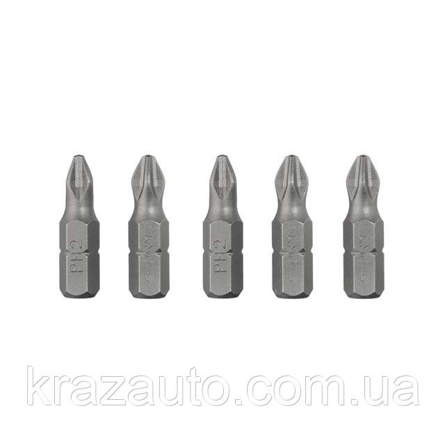 Комплект викруткових насадок PH2 1/4"*25 мм, ACR, S2, пак. 5шт., STORM INTERTOOL VT-0207, фото 1