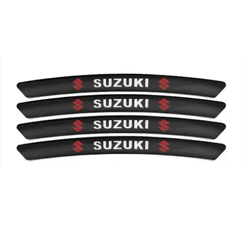 Металеві наклейки на диск авто з логотипом Suzuki, чорні