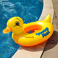 Дитяче коло для плавання Качечка, з ручками, 65см, Жовтий (Надувний плотик для дітей)