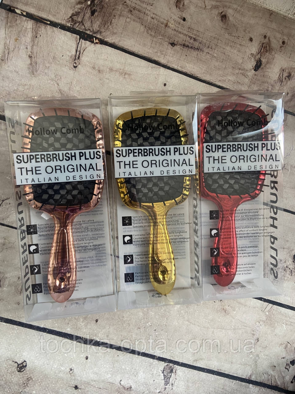Масажна щітка для волосся Superbrush м'які Janeke дзеркальні, фото 1
