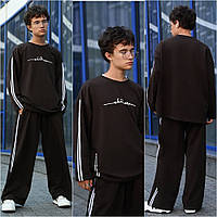 Детский спортивный костюм оверсайз с лампасами на мальчика подростка широкие прямые штаны и кофта 9-13