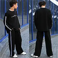 Спортивный костюм для мальчика оверсайз с лампасами костюм на мальчика подростка широкие штаны и кофта 9-13