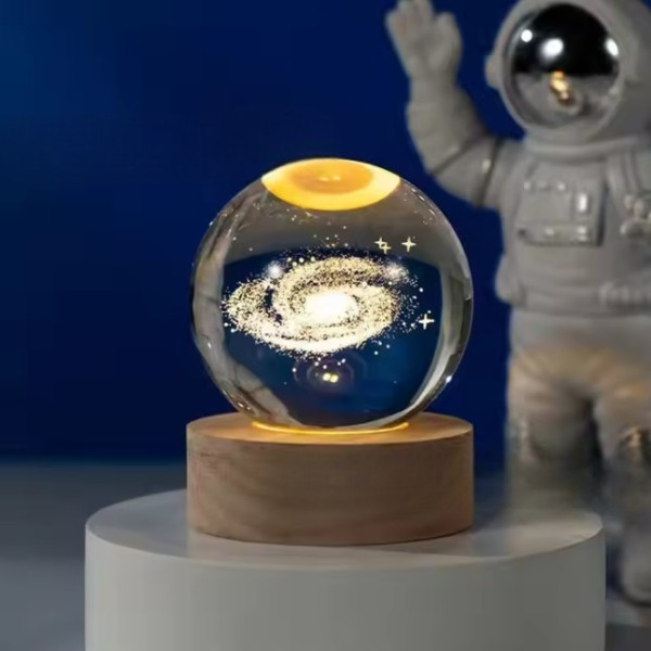 Куля акрилова Чумацький шлях 6см з підсвічуванням на підставці, фото 1