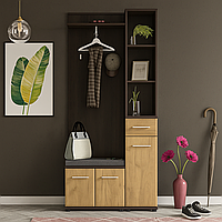 Маленький вузький модульний передпокій 90 см з вішалкою тумбою для взуття в маленький коридор Тріо Мебель Сервіс
